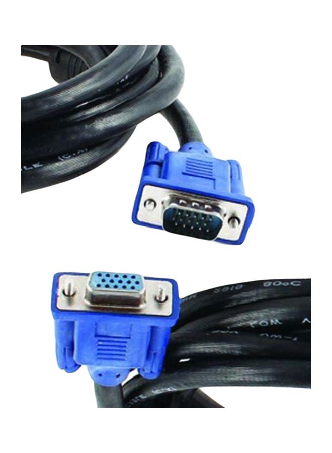 كابل VGA أنثى إلى كابل VGA ذكر أسود/أزرق